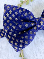 Regal Royal Blue Brocade Bowtie