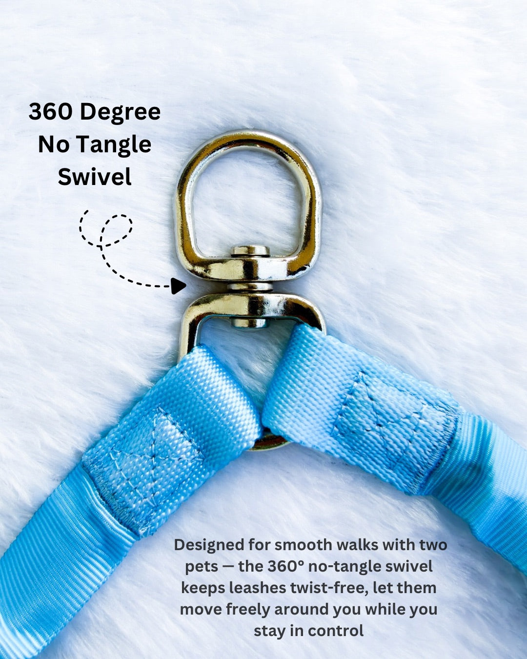 Tori Boink® Tangle Free No Pull Dual Dog Leash Attachment Blue